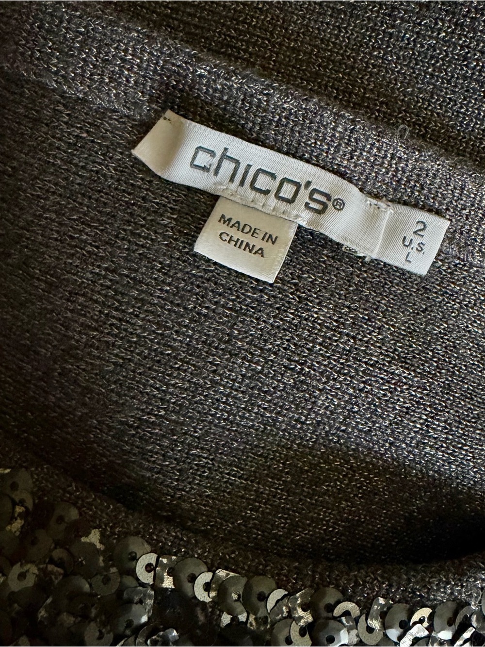 Chico’s Bateau Neck Metallic Ombre Sequin Pullover Sweater - Picture 5 of 7